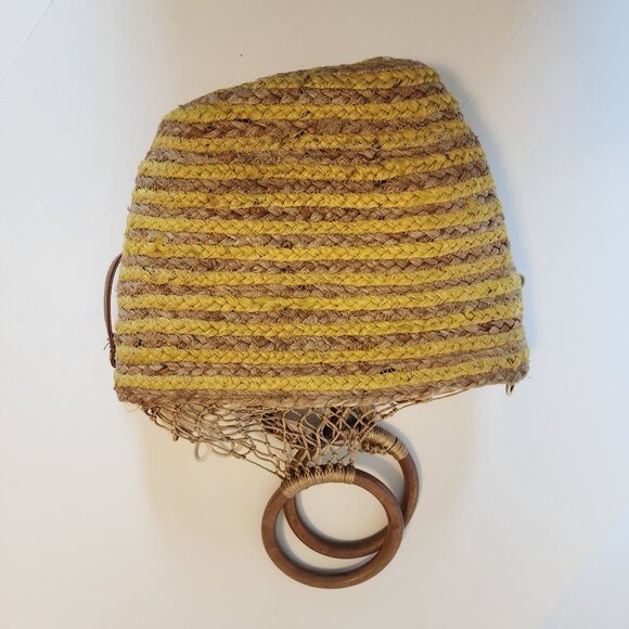 Woven Stripe Crossbody Bag With Drawstring Lining & Top Handle - Picture 11 of 14